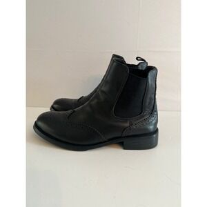 Dark Academia Black Leather Brogue Chelsea Boots
